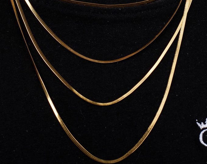 18K Gold Snake Chain Necklace 2MM Thin Dainty Herringbone Layering Necklace Delicate Everyday Jewelry