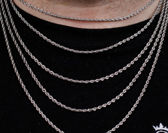 2MM Silver Rope Chain Necklace, Thin Silver Chain, Delicate Chain, Silver Dainty Chain, Gifts for Him