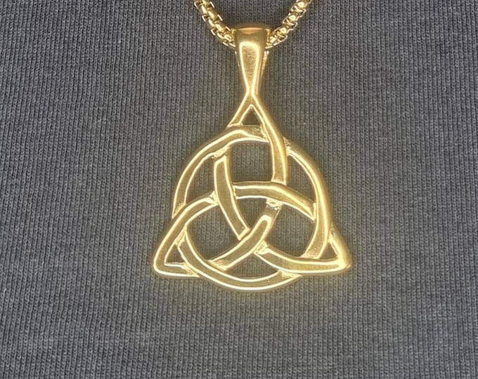 Stainless Steel Celtic Knot Necklace - Irish Triquetra Pendant