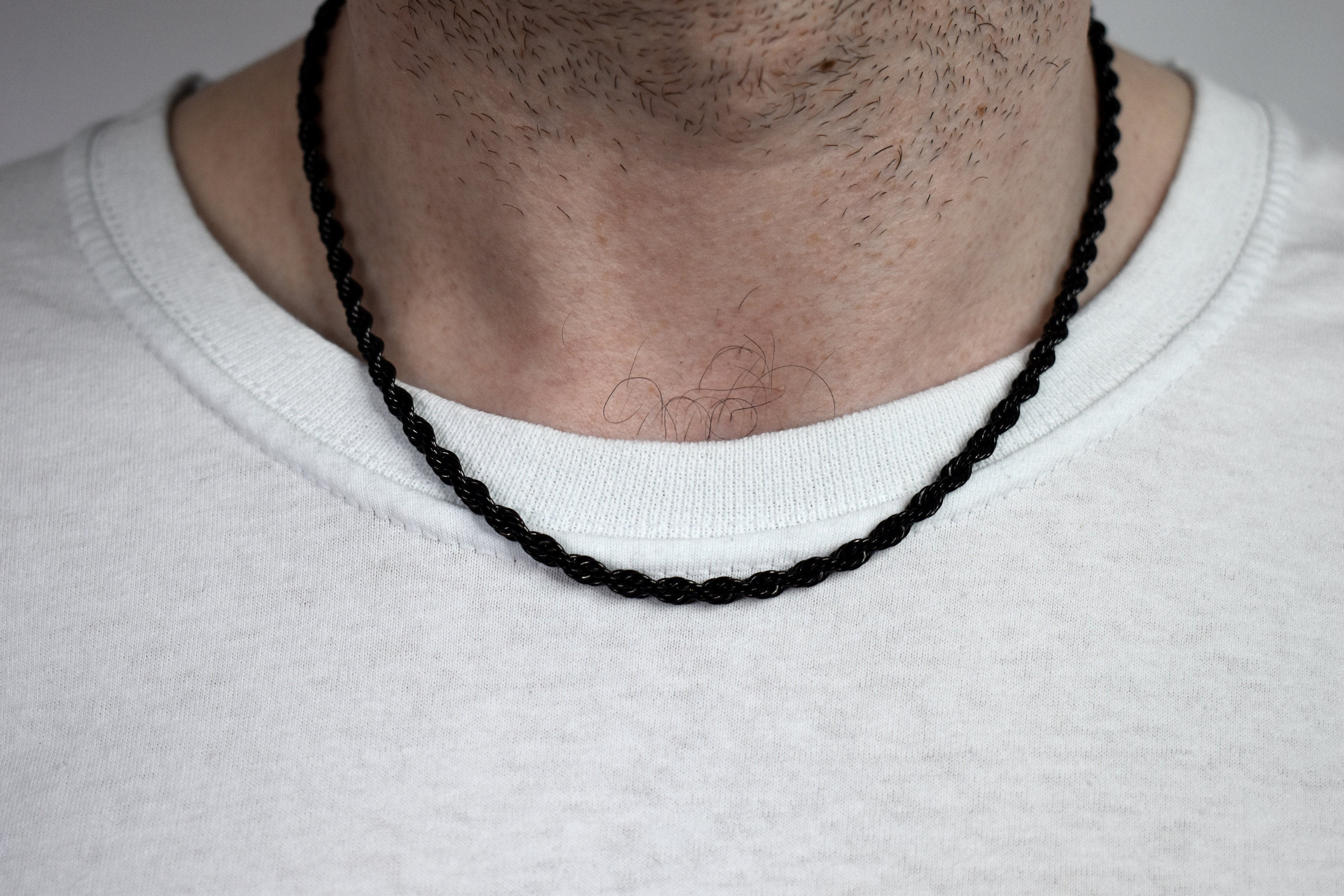 4MM Black Rope Chain Necklace Stainless Steel Necklace Men Etsy