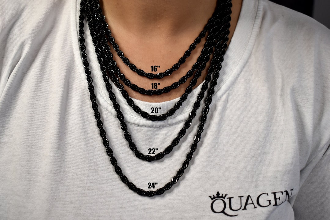 Mens Black Necklace, 5MM Black Rope Chain Necklace Mens Jewelry Valentine's Day Gift Etsy