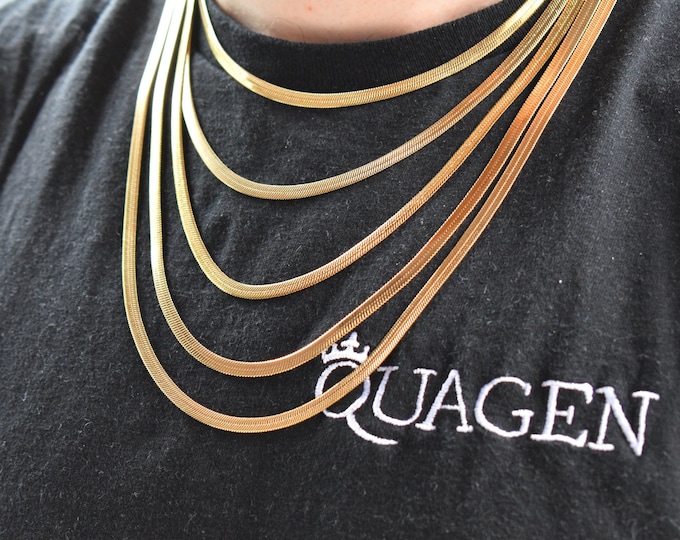 4MM 18K Gold Snake Chain Necklace, Snake Chain , Gold Chain Necklaces, Herringbone Chain, Herringbone Chain Necklace, Jewelry, Gold Plated