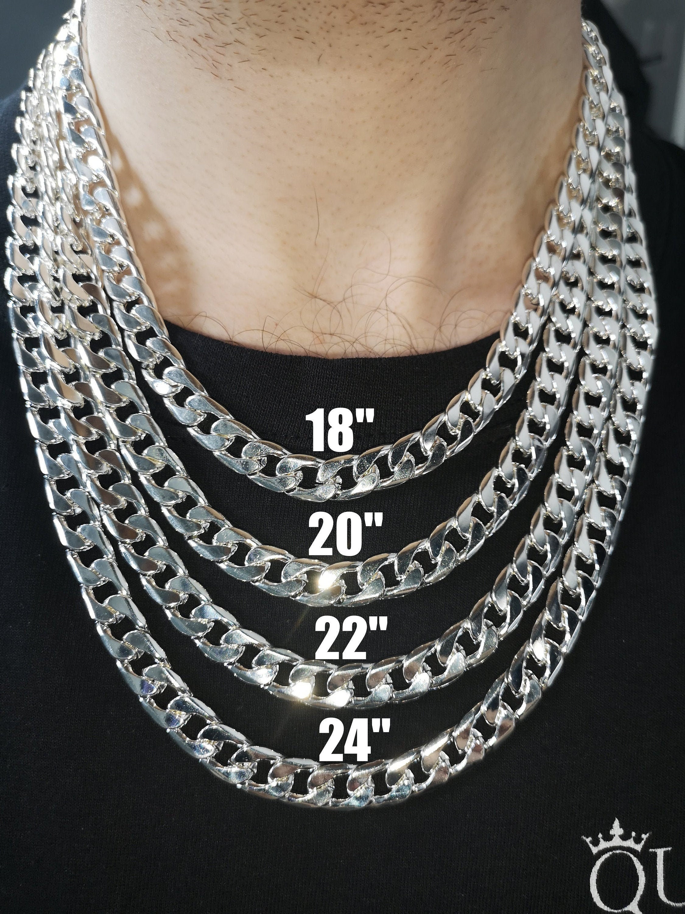 10mm Mens Chain Link Silver Necklace