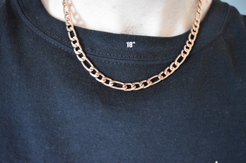 6MM 18K Rose Gold Figaro Chain Figaro Style Chain Stainless Etsy UK