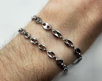 Pulsera de cadena bizantina – Acero inoxidable 316L, eslabón real plateado, unisex