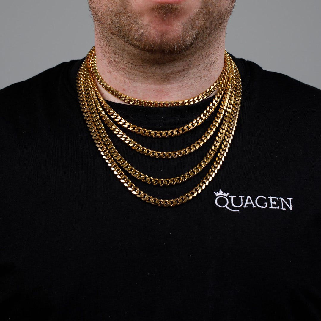 Cuban Link Chain Necklace – 7 Mm 18K Gold-plated Stainless Steel