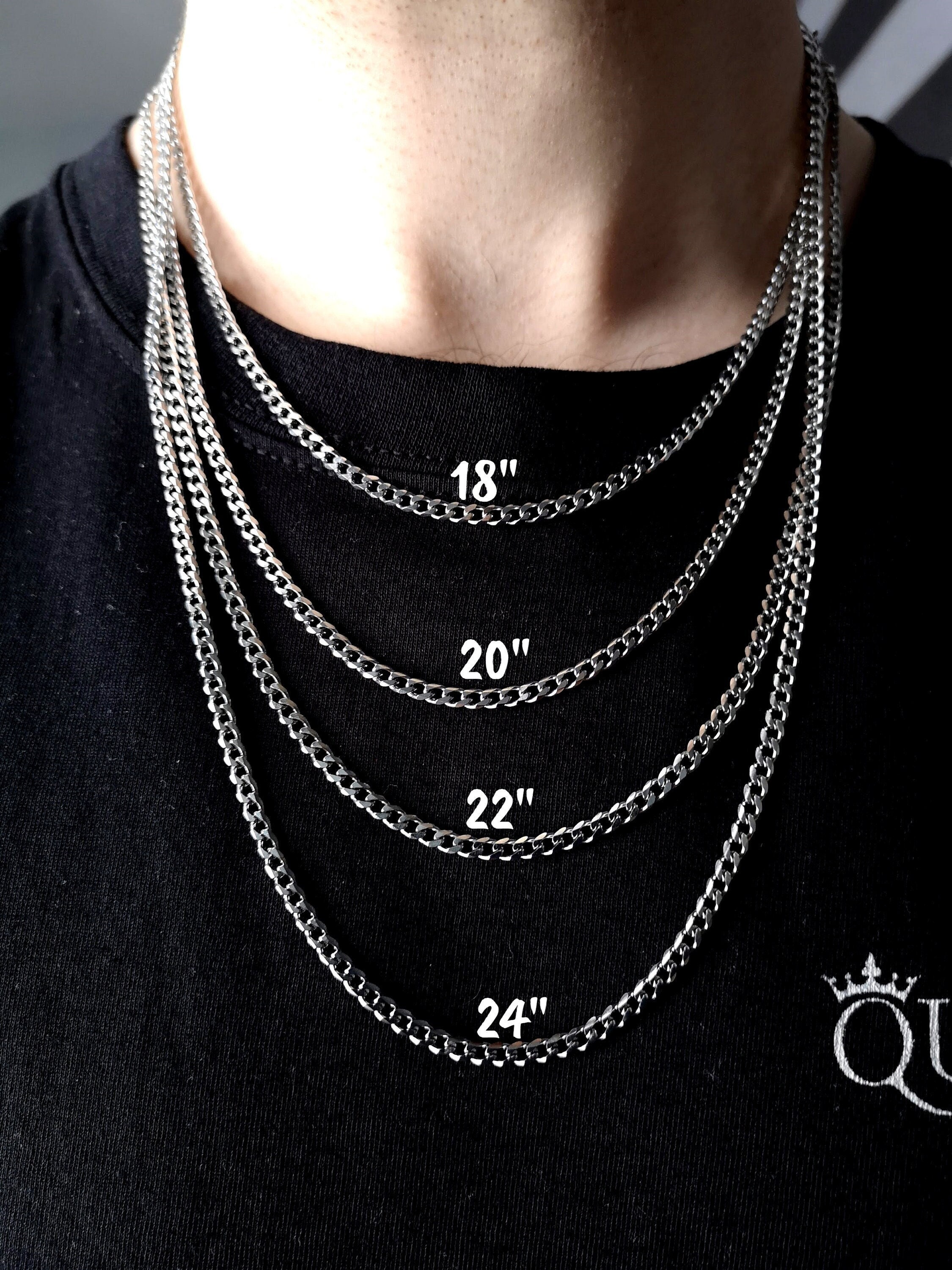 22 inch silver cuban link chain outlet