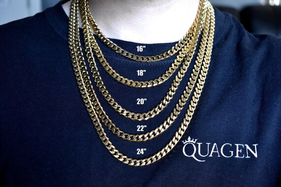 18K Gold Chain Miami Cuban Link Chain 