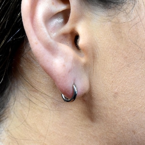 Hoop Earrings - Silver 10mm  Mini Huggie Hoop Earrings - Hoops for Men - Sterling Silver Earring Sets - Jewelry Valentine's Day Gift