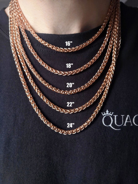 5MM 18K Rose Gold Wheat Chain Necklace 