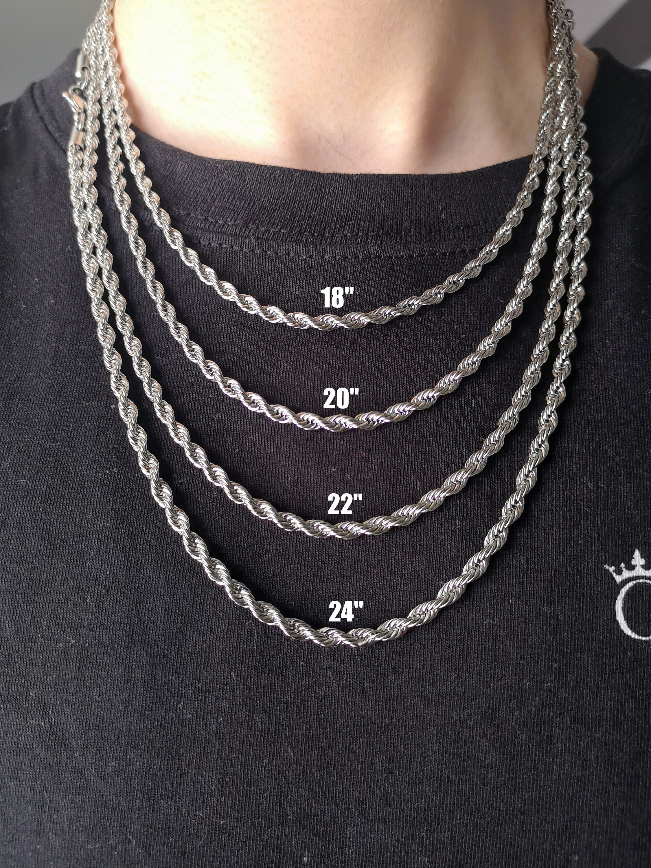 Silver Rope Chain Azucarillosdecolores chain-size-ref-solid-gold-necklace-solid-gold-chains-stackable