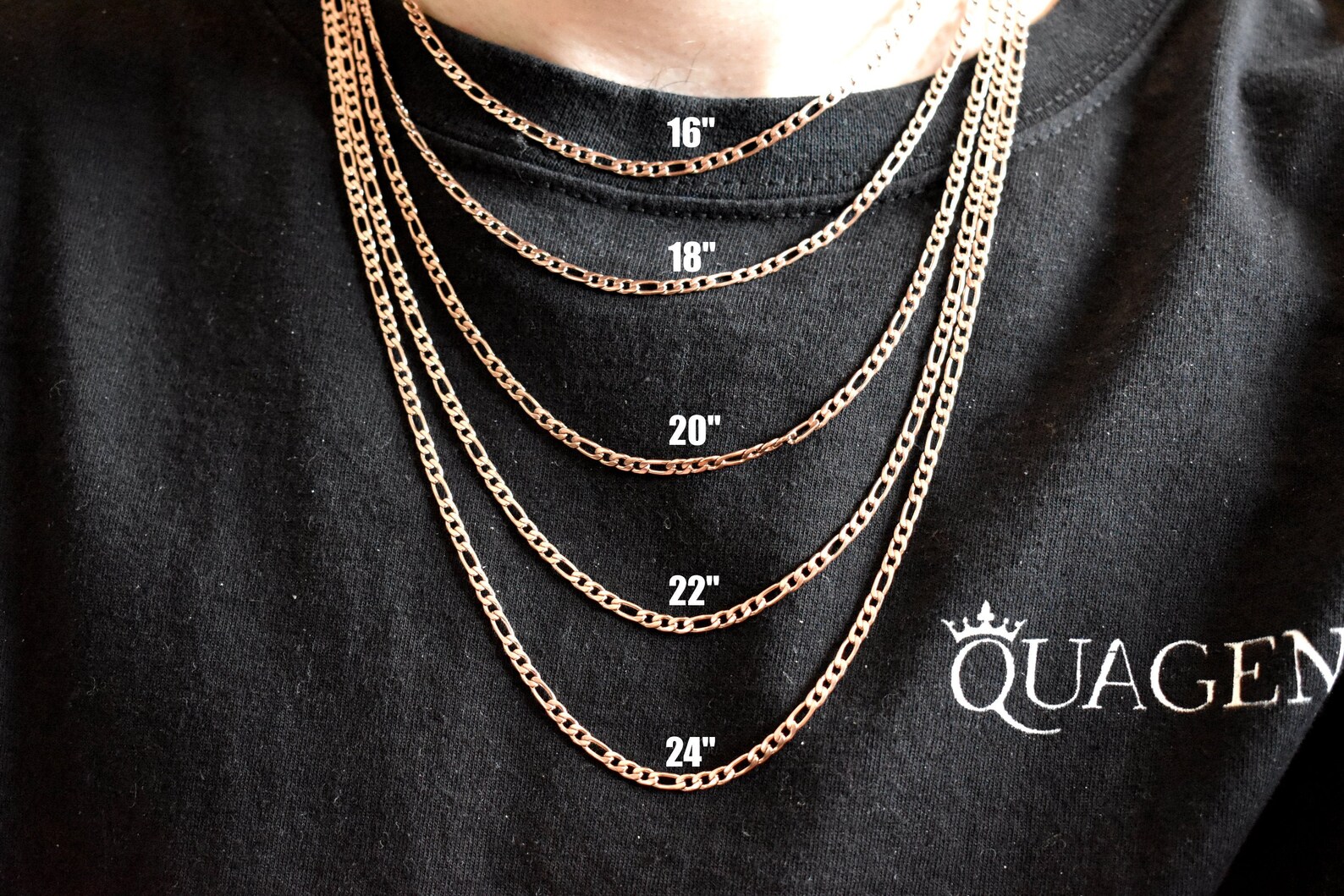 3MM 18K Rose Gold Figaro Chain Figaro Style Chain Stainless Etsy