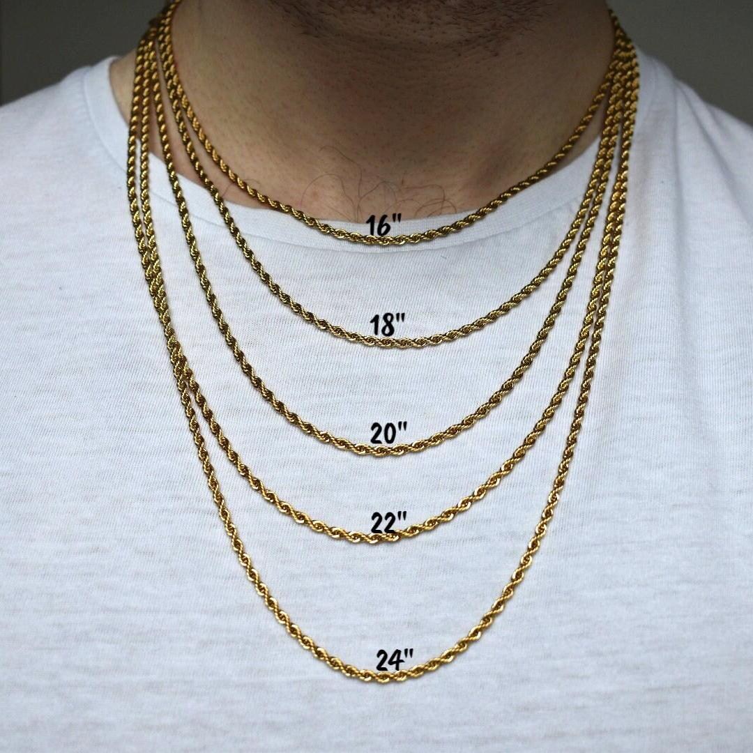 Collana con catena a corda in oro 18 carati: acciaio inossidabile