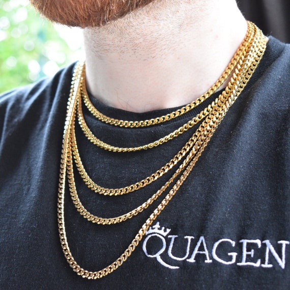 Mens Gold Necklace, 5MM 18K Gold Rope Chain Necklace Mens Jewelry Christmas  Gift -  UK