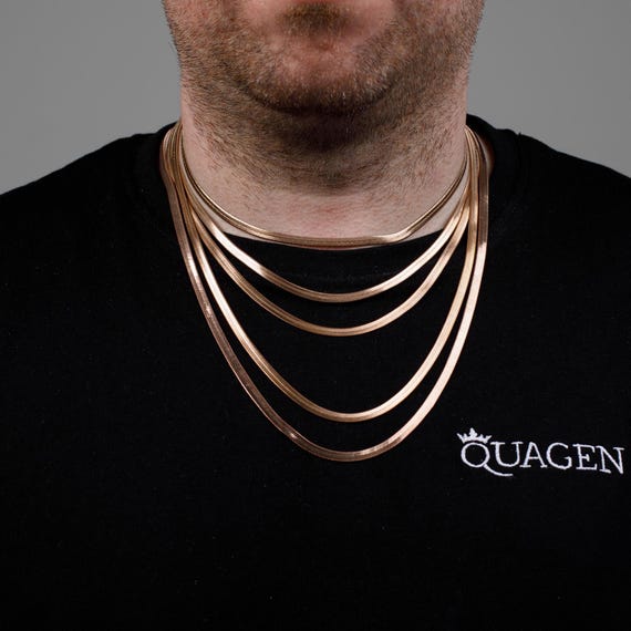 4MM 18K Rose Gold Snake Chain Necklace: Stainless Steel