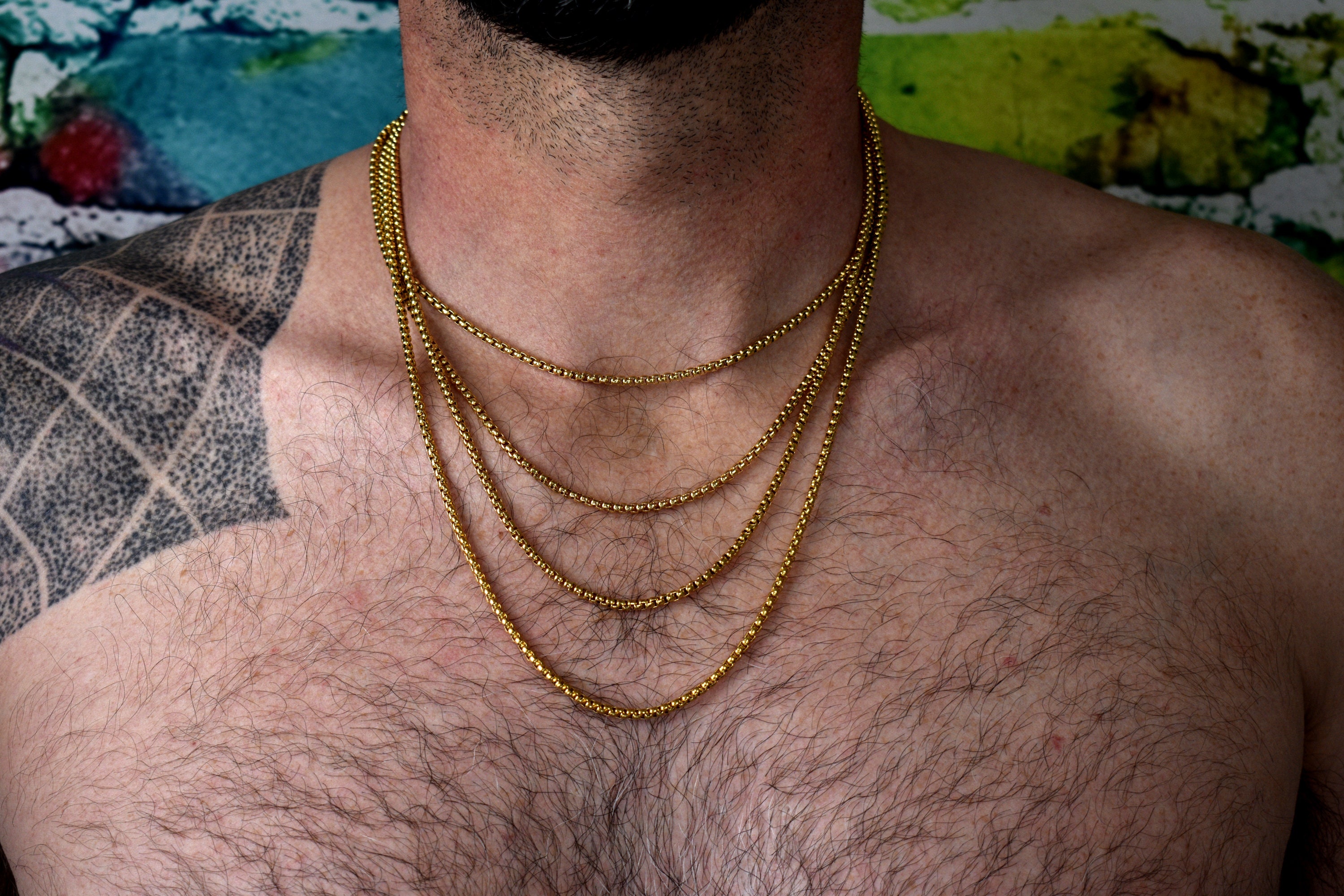 3MM 18K Gold Round Box Necklace Gold 