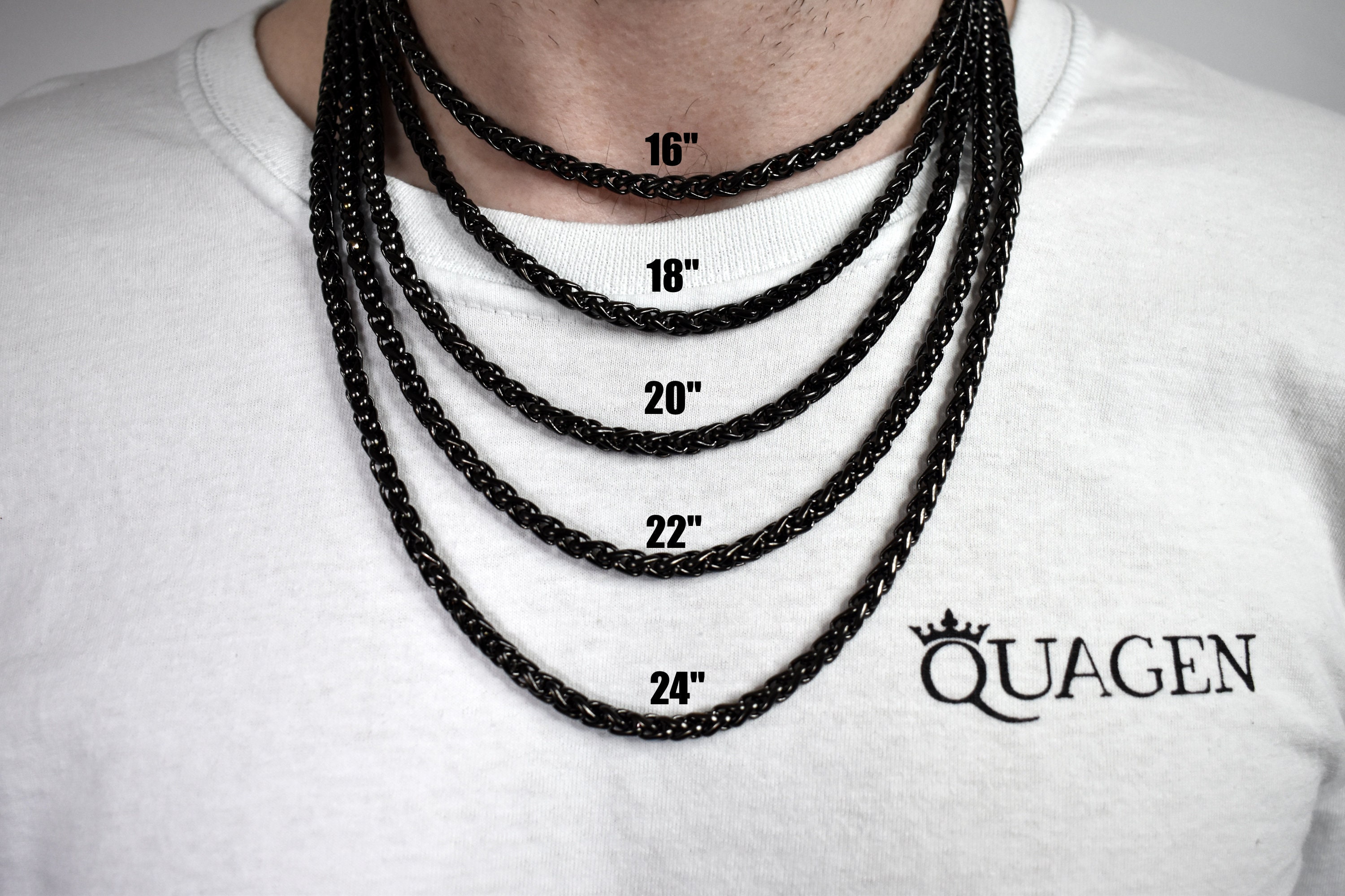 5MM Black Wheat Chain Necklace 