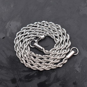 316L Silver Chain, 4MM Silver Rope Chain Necklace Jewelry Irish Silver image 7