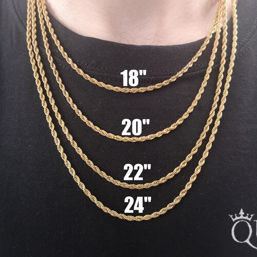3MM 18K Gold Rope Chain Twist Necklace 