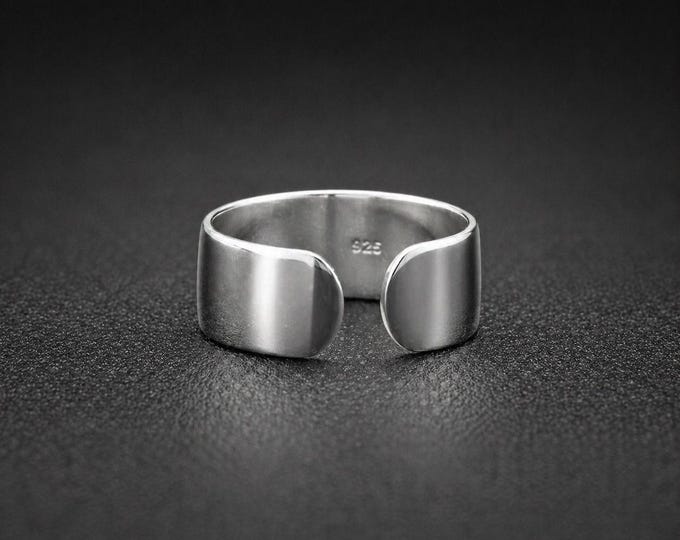 Adjustable Polished Stainless Steel Ring: Comfort Fit Wide Band