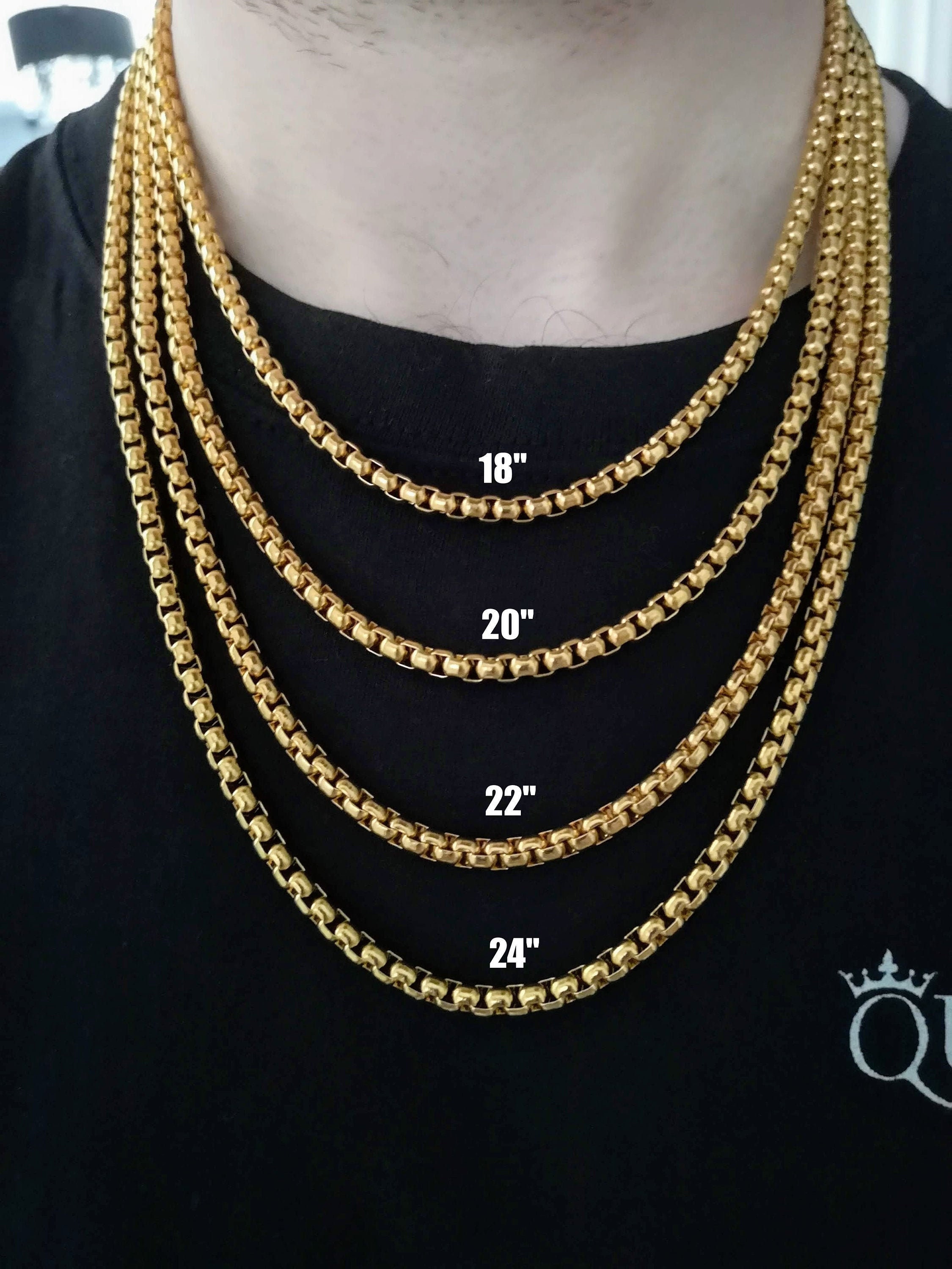 18K Gold Box Chain Necklace