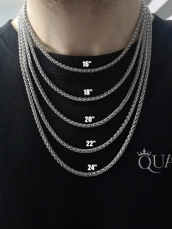 4mm silver wheat chain necklace stainless steel necklace men etsy uk