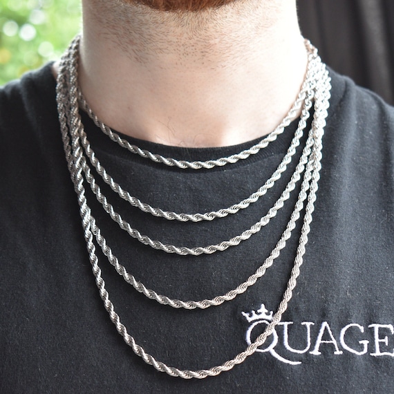 316L Silver Chain 4MM Silver Rope Chain Necklace Jewelry Irish Silver Etsy UK