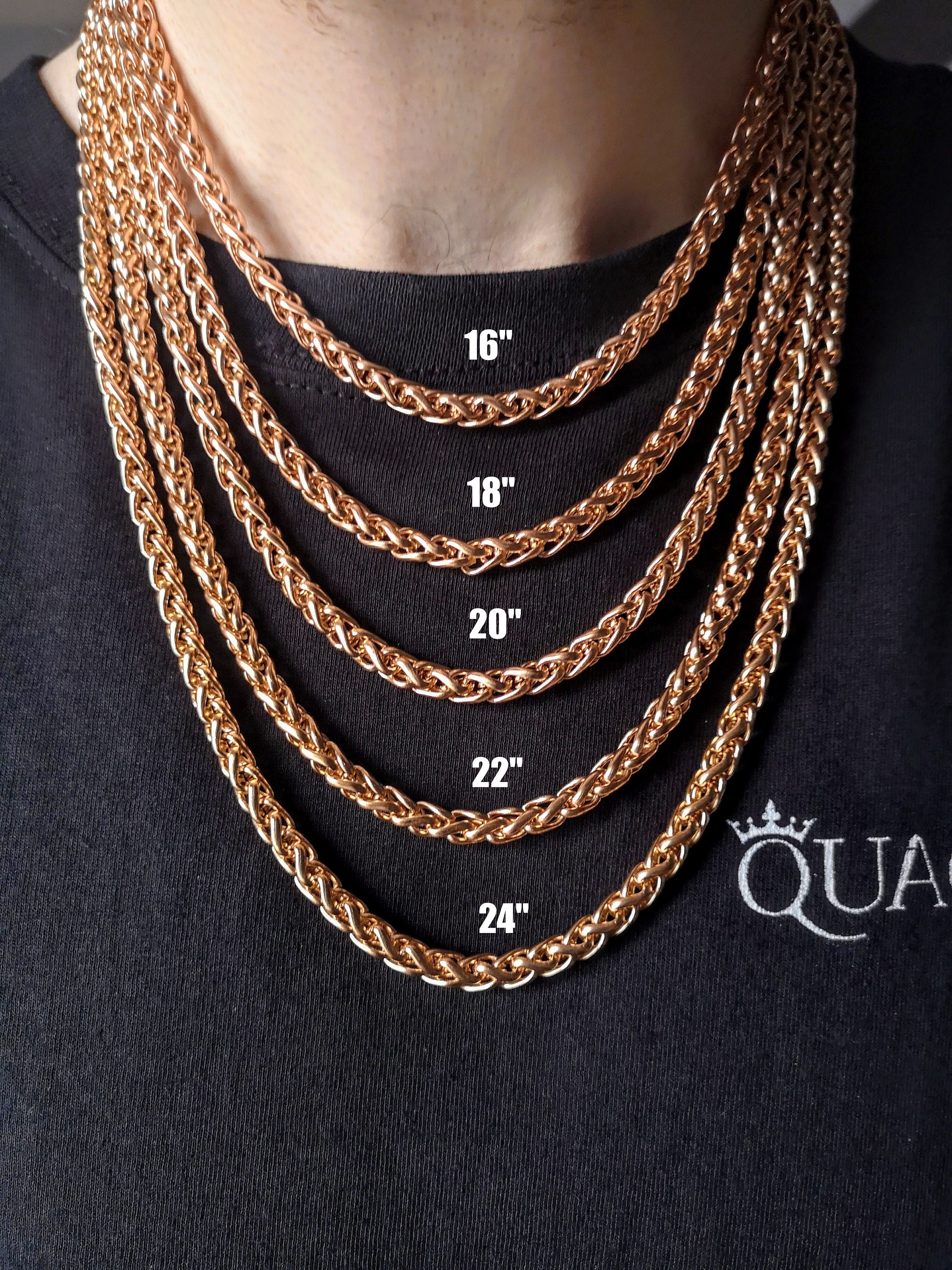 6MM 18K Rose Gold Wheat Chain Necklace 