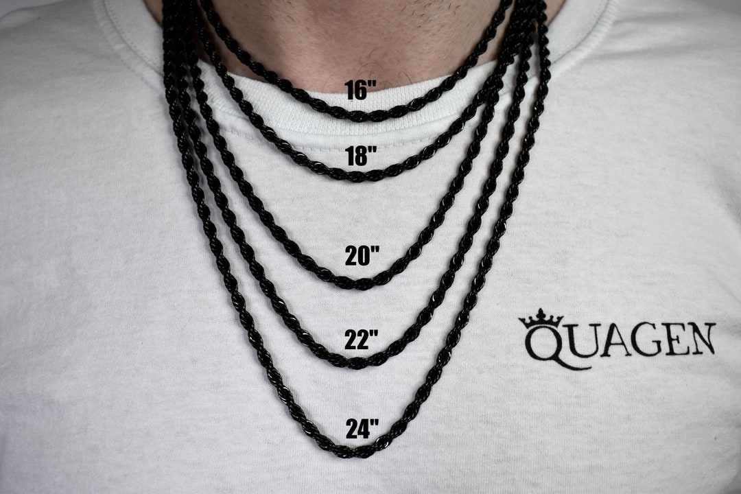 Mens Black Necklace, 4MM Black Rope Chain Necklace Mens Jewelry Irish Steel Etsy