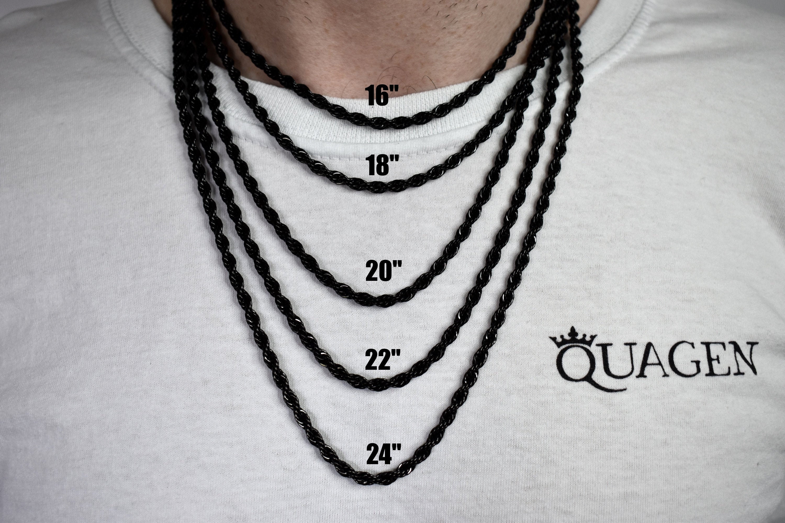 4MM Black Rope Chain Rope Necklace 