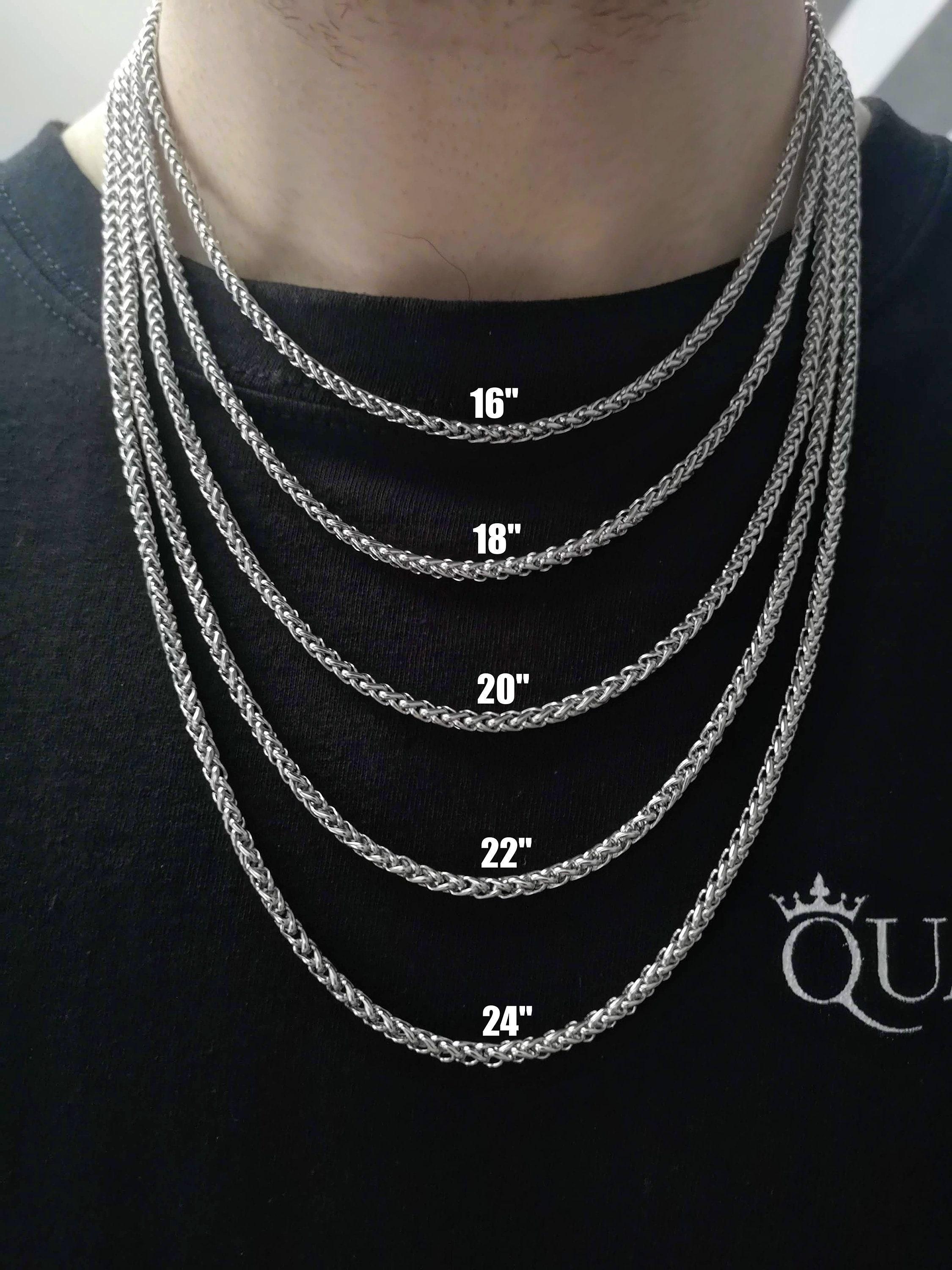 3MM 22" MENS Silver Stainless Steel Wheat Braided Chain Necklace Jewelry 3MM 22" MENS Silver Stainless Steel Wheat Braided Chain Necklace Jewelry