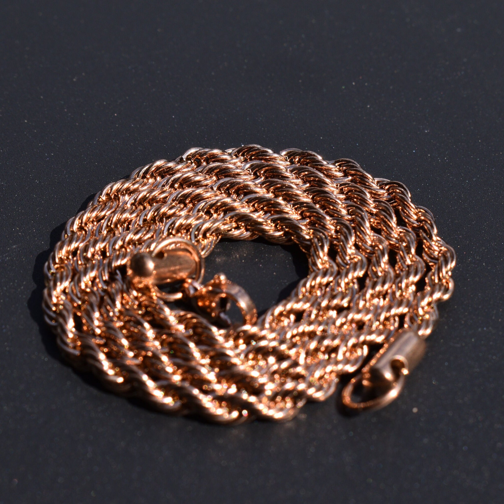4mm rose 2024 gold rope chain