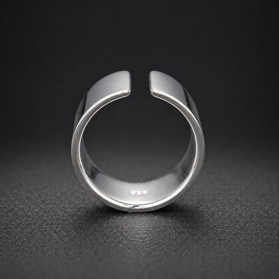 Adjustable Polished Stainless Steel Ring: Comfort Fit Wide Band - Etsy