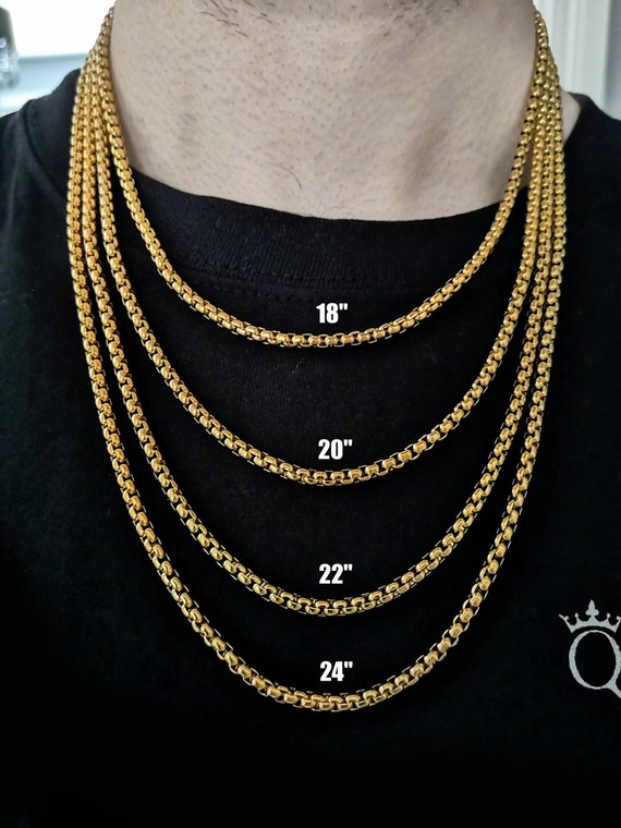 4MM 18K Gold Round Box Chain Stainless 
