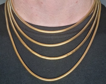 4MM 18K Gold Round Snake Chain Necklace