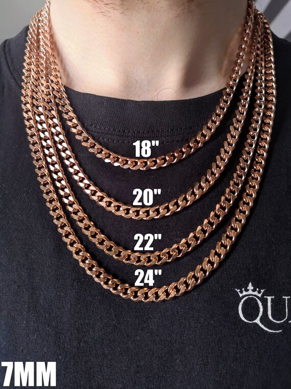 7MM 18K Rose Gold Cuban Link Chain 