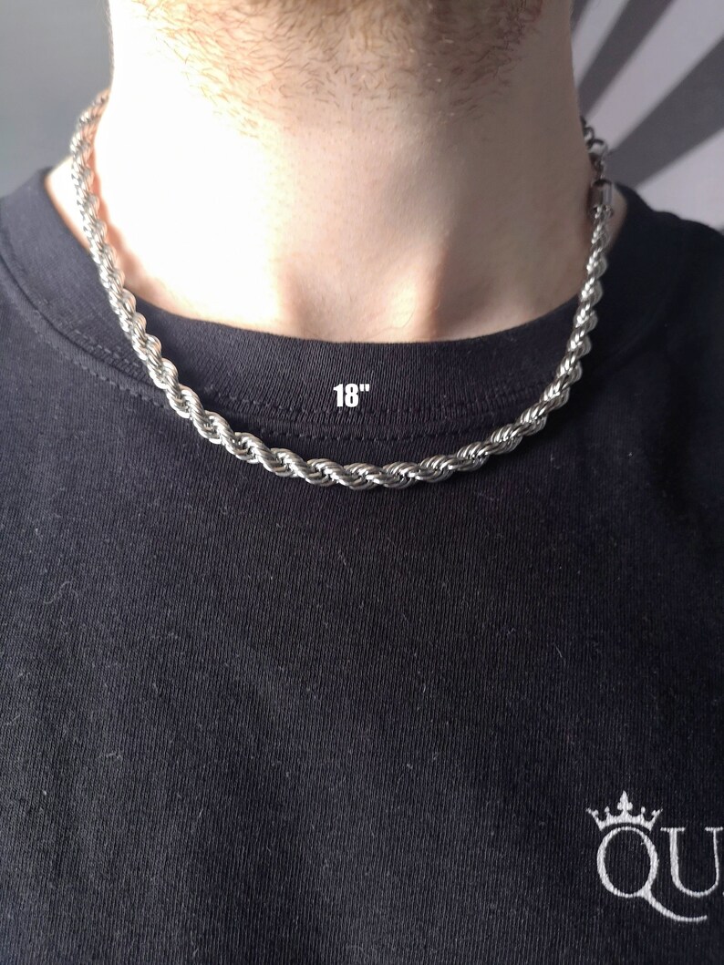 6MM Silver Rope Chain Necklace Stainless Steel Necklace Men Etsy