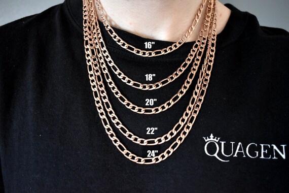 6MM 18K Rose Gold Figaro Chain Figaro 
