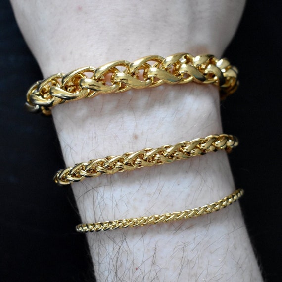 18Kゴールドウィートチェーンブレスレット：ステンレススチール