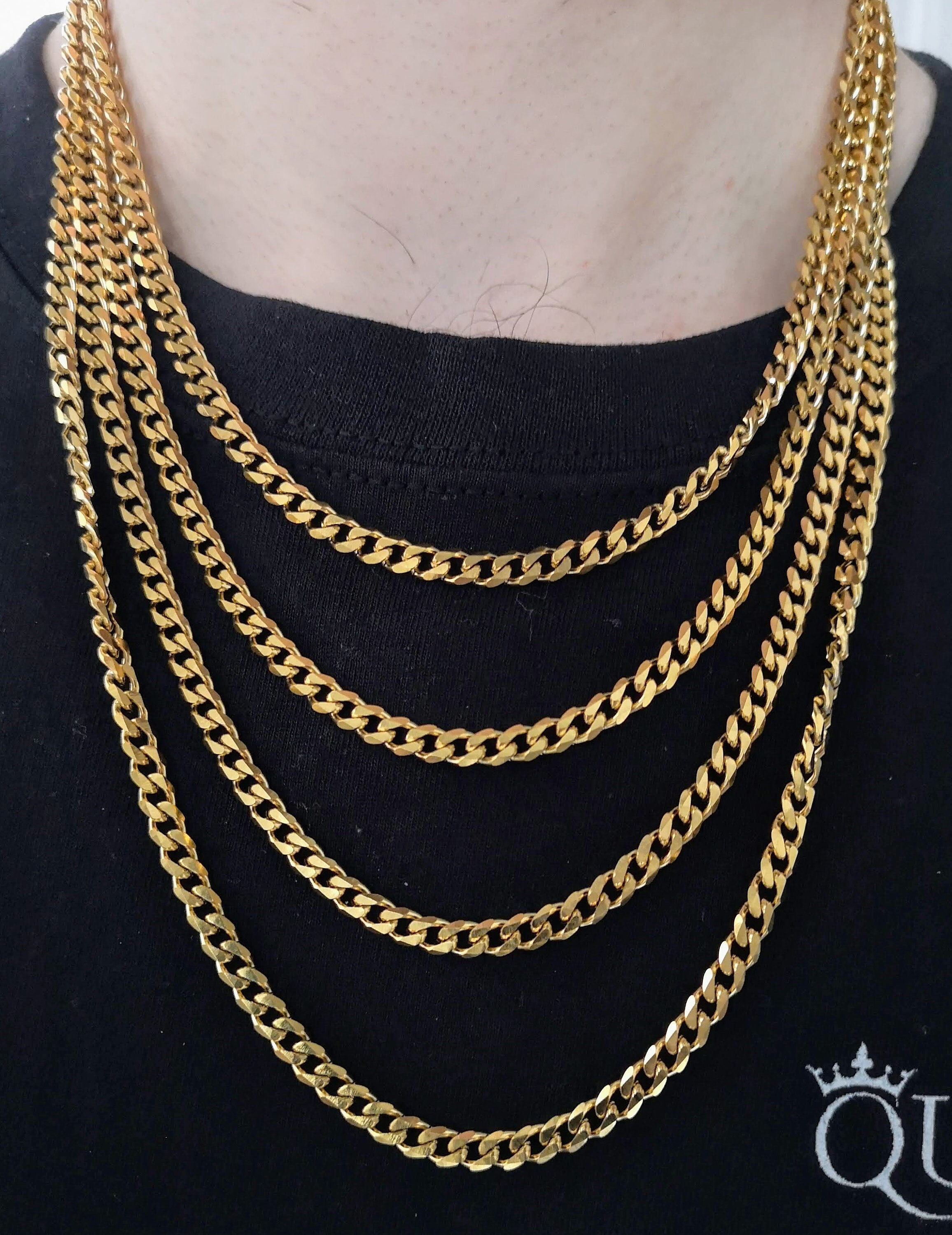 18K Gold Chain Miami Cuban Link Chain 