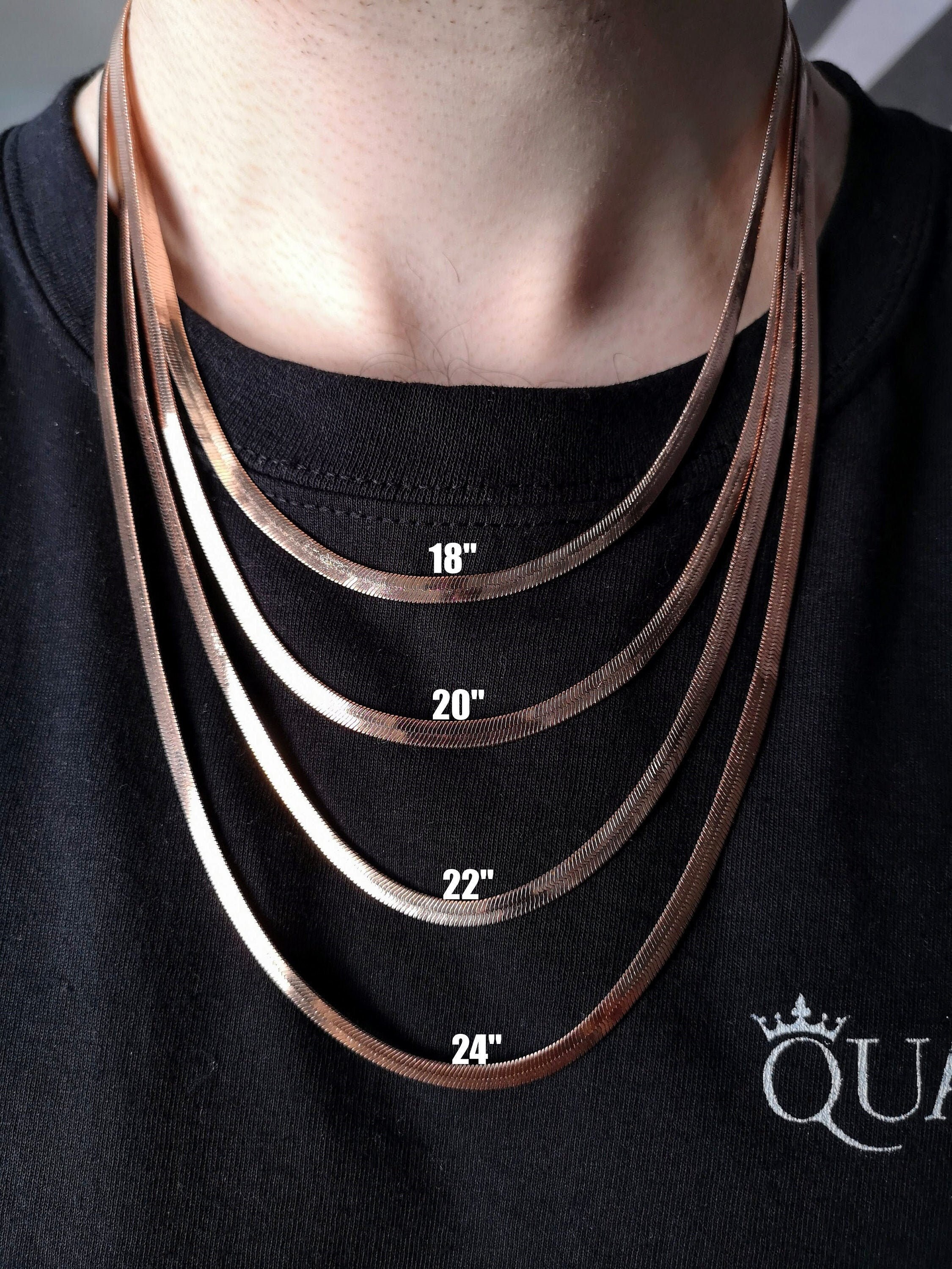 4MM 18K Rose Gold Snake Chain Necklace 