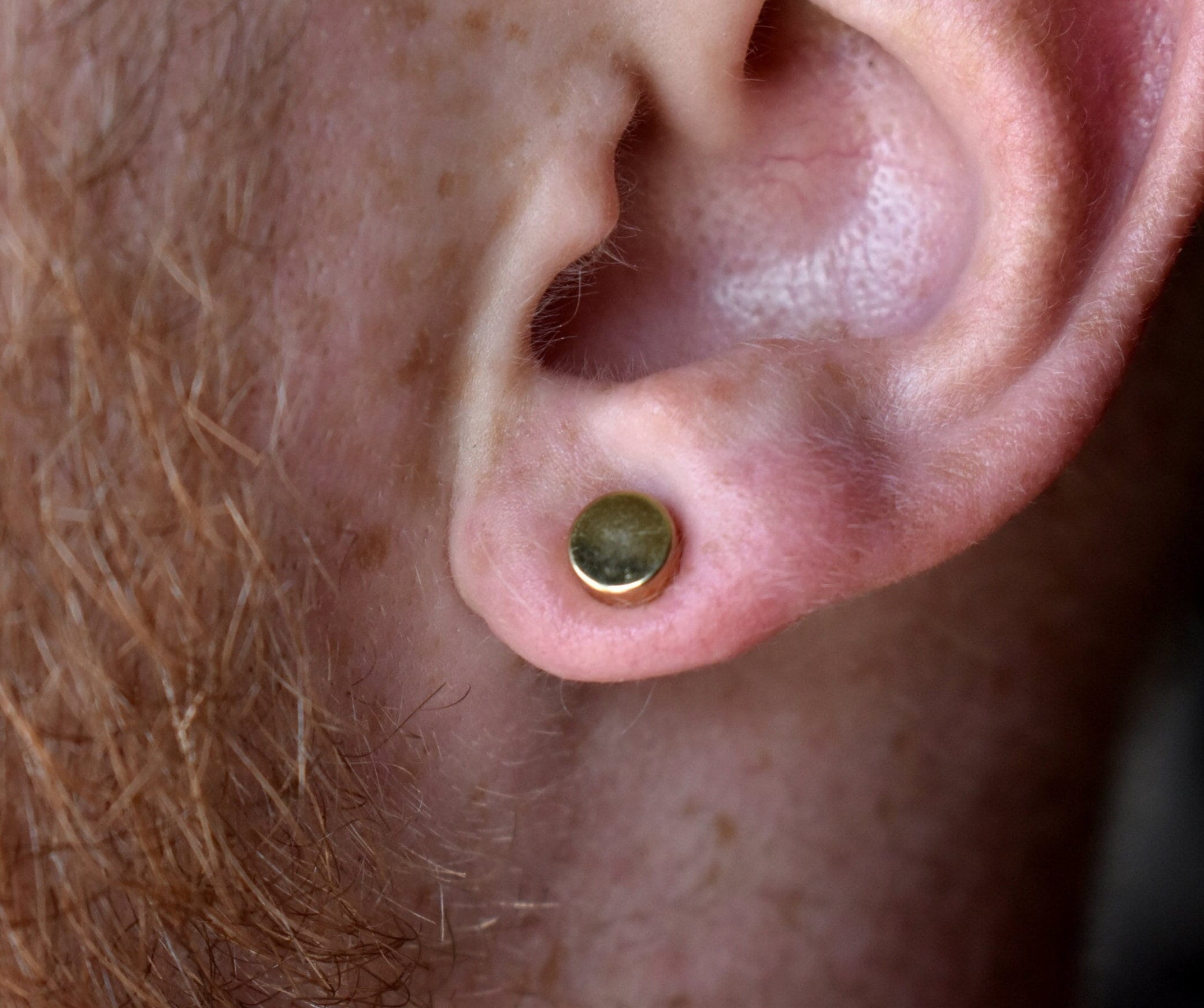 Gold Earrings, Flat Stud Earrings Pair 6MM By Quagen