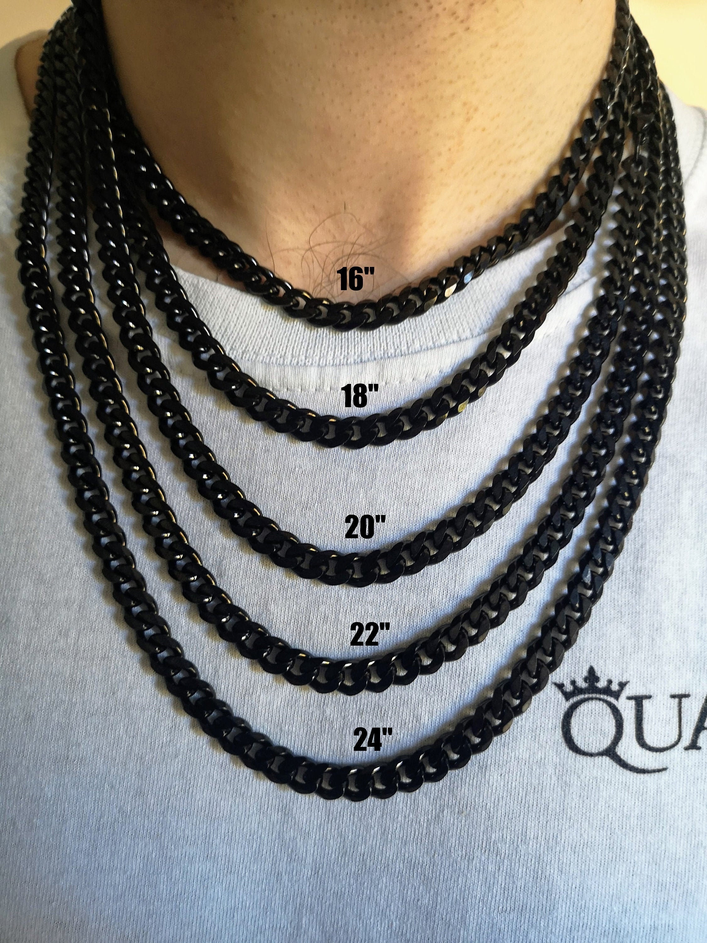 7mm Cuban Chain Matte Black / 18