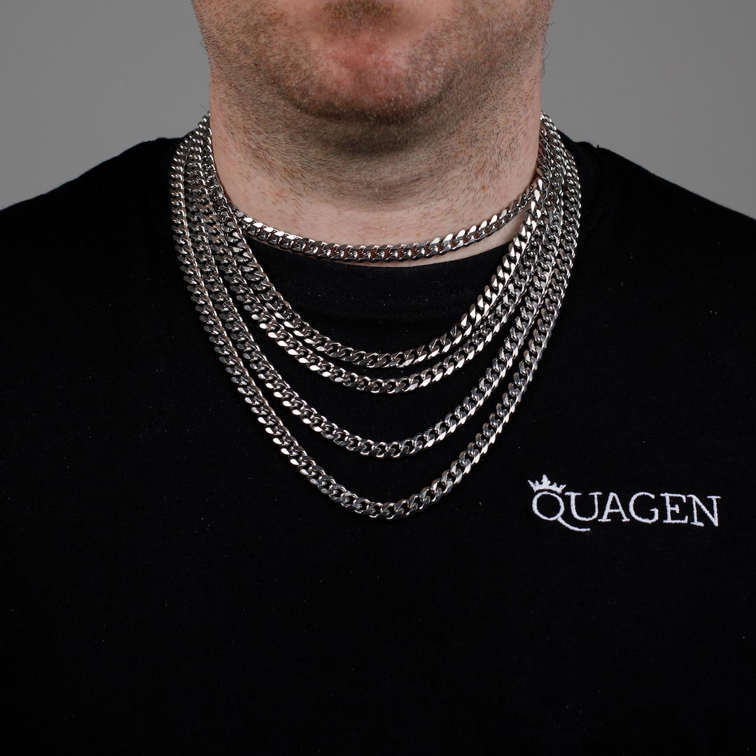 7MM Silver Cuban Link Chain, Hypoallergenic Jewellery for Men and