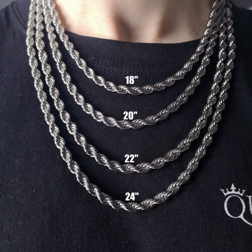 6MM Silver Rope Chain Rope Necklace 