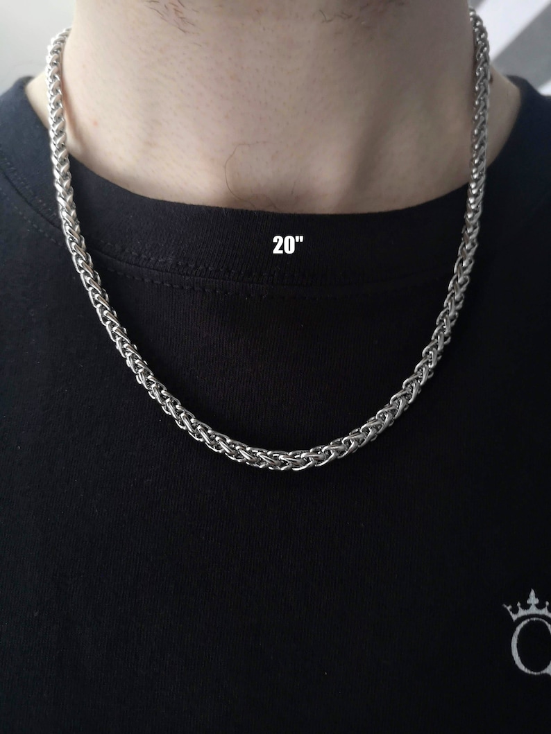 5MM Silver Wheat Chain Necklace Stainless Steel Necklace Men Etsy UK