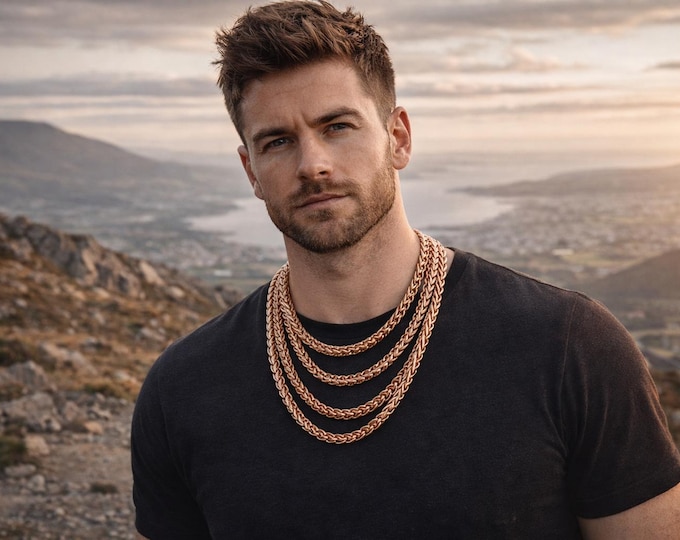 6MM 18K Rose Gold Plated Wheat Chain Necklace - Stainless Steel