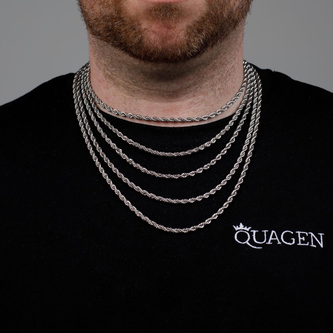 4MM Silver Rope Chain Necklace: Stainless Steel Twist Chain - Etsy