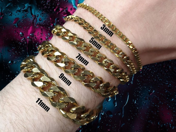18K Gold Miami Cuban Link Bracelet: Stainless Steel Chain - Etsy