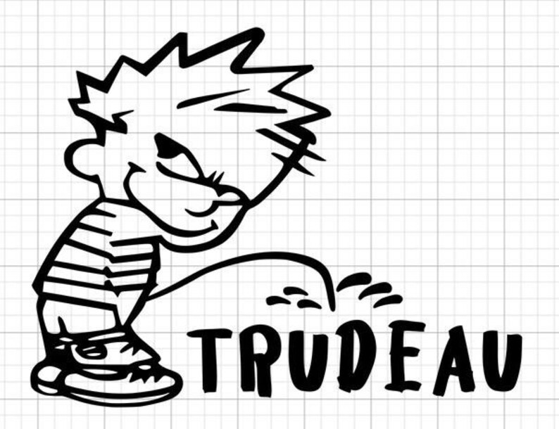 Calvin pissing on trudeau image 1